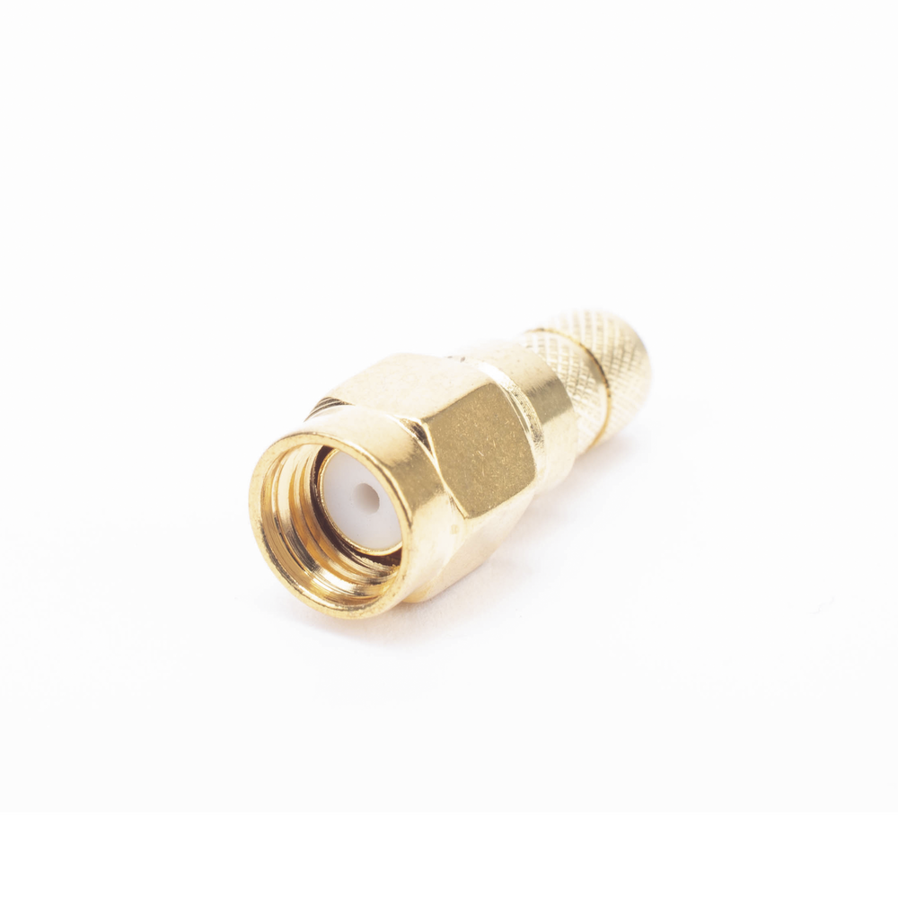 Reverse SMA Male Connector with Folding Ring for RG-8/X, LMR-240, 9258 Cables, Gold/Gold/Teflon.