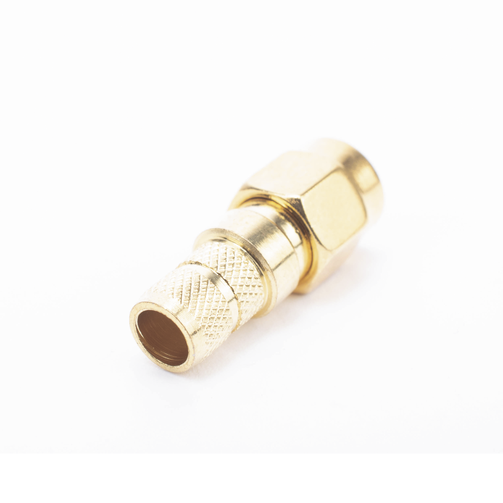 Reverse SMA Male Connector with Folding Ring for RG-8/X, LMR-240, 9258 Cables, Gold/Gold/Teflon.