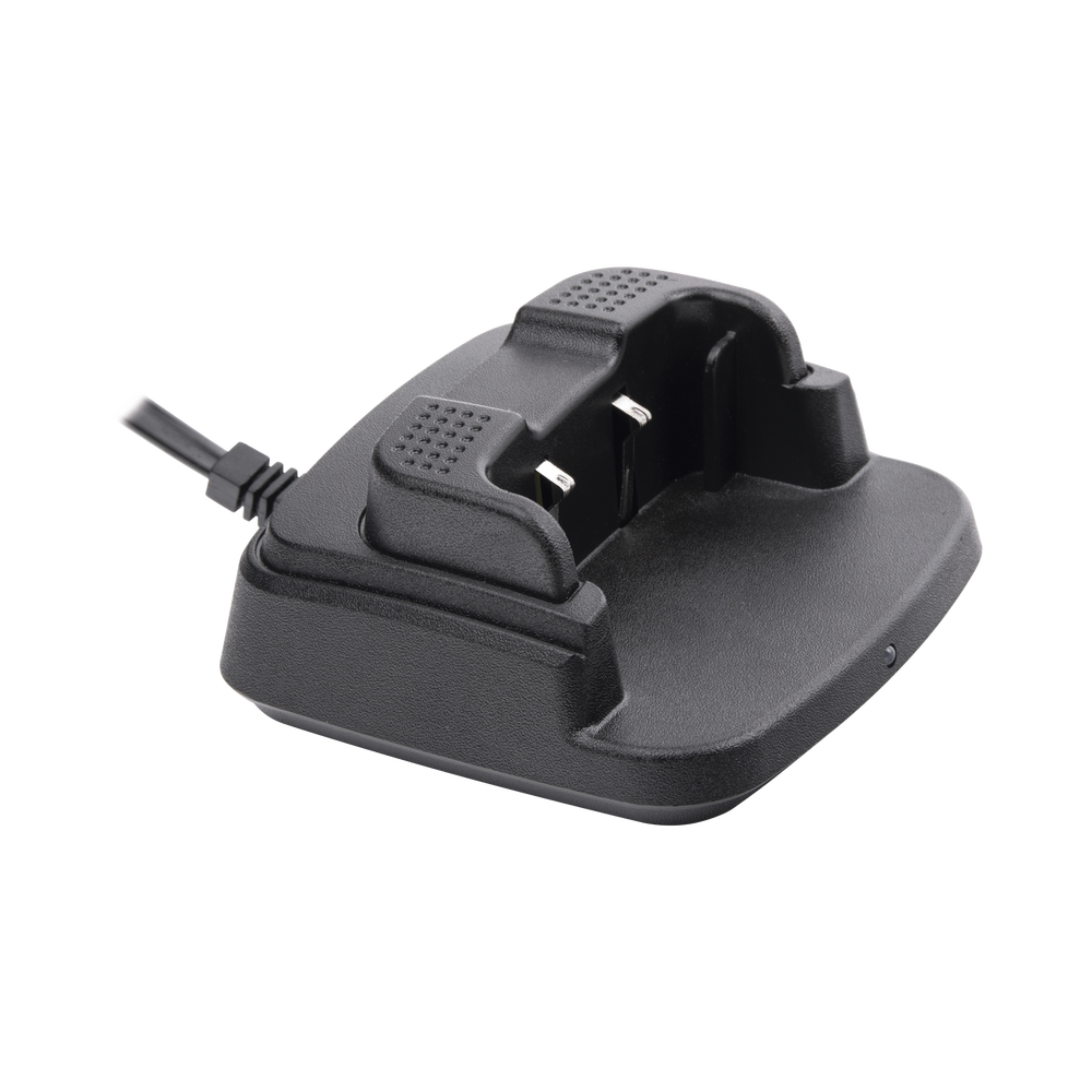 Desktop charger compatible with TX320BAT batteries, LED battery status indicator