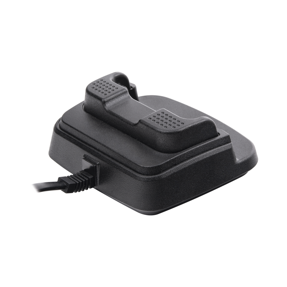 Desktop charger compatible with TX320BAT batteries, LED battery status indicator