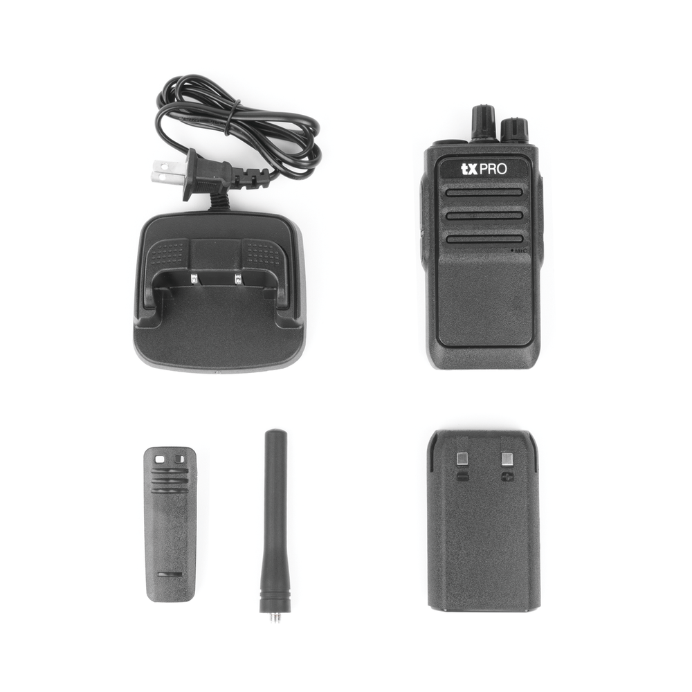 Par de radios analógicos UHF 400-470 MHz de 2 watts de potencia.