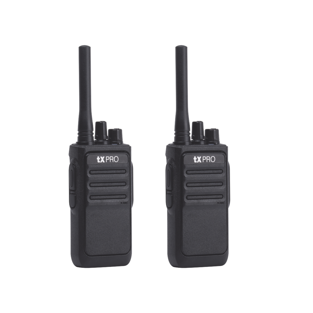 Par de radios analógicos UHF 400-470 MHz de 2 watts de potencia.