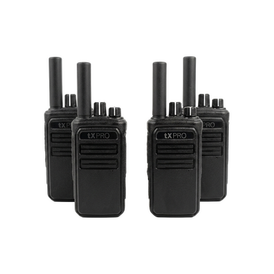 Kit de Radios Análogos 2W UHF 400-470 MHz / 16 Canales / 8 Canales Preconfigurados / Incluye 4 Radios