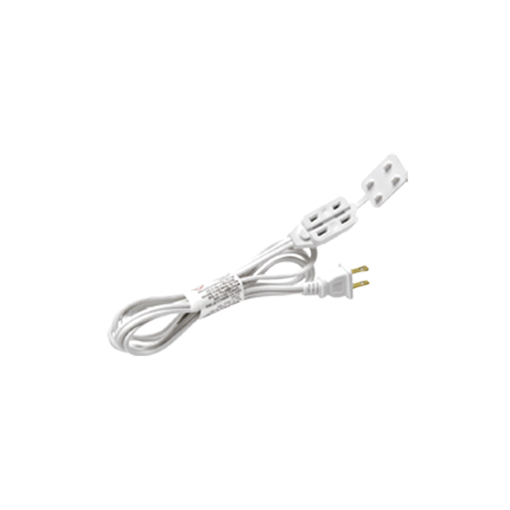 Extensión eléctrica de 3 salidas polarizadas color blanco para uso en interior, longitud 1.83 metros, calibre 16 AWG