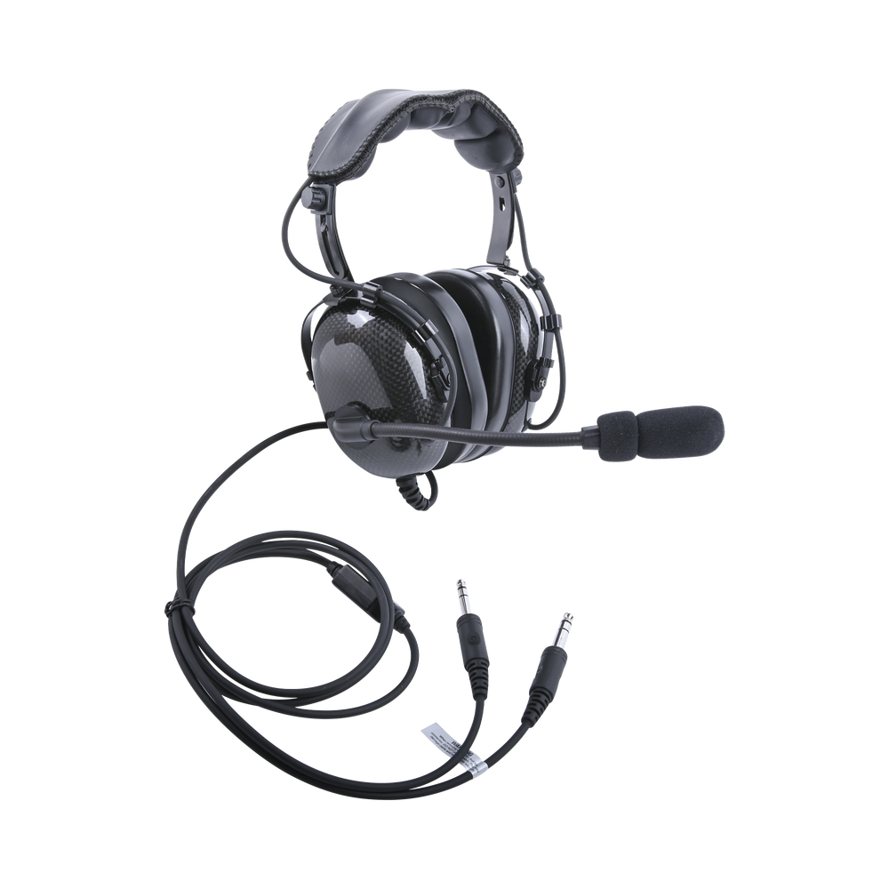 Noise-cancelling headset for airborne radios with universal adapter