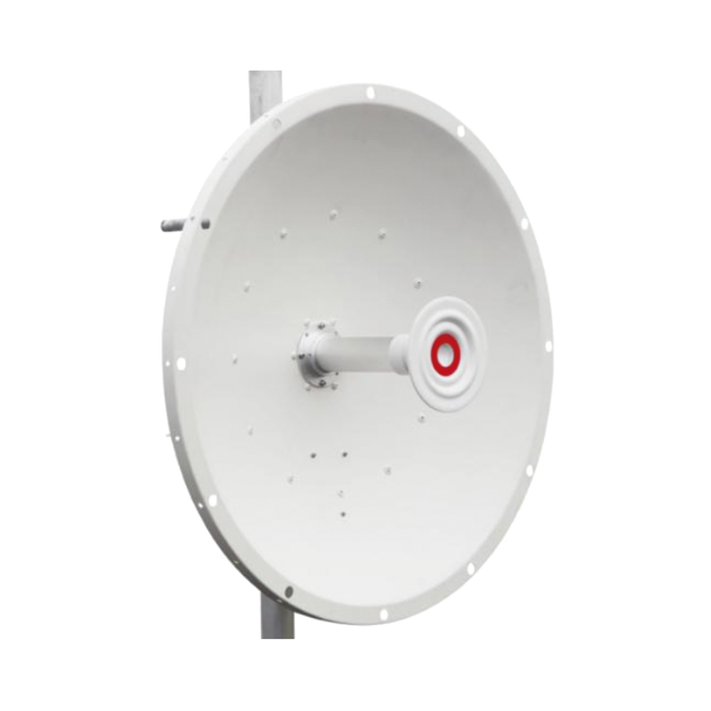 Antena direccional de 2ft, 5.1 a 7.1 GHz, Ganancia 30 dBi, Conectores N-hembra, Polarización doble, incluye montaje para torre o mástil