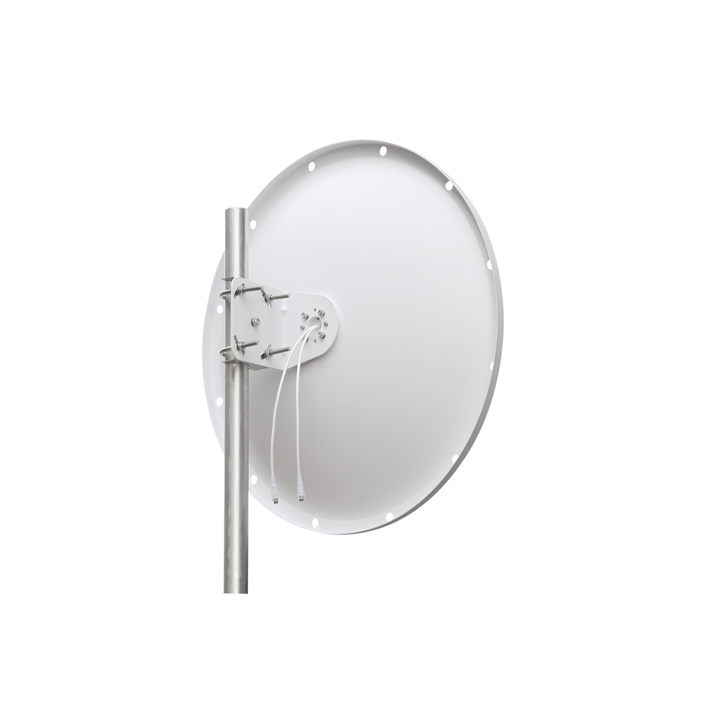 Extended Frequency Directional Antenna / 4.8 - 6.5 GHz / 28 dBi / Connector with SMA-Male Reverse jumper included / Polarity in 90º and 45º / Mount included for tower or mast