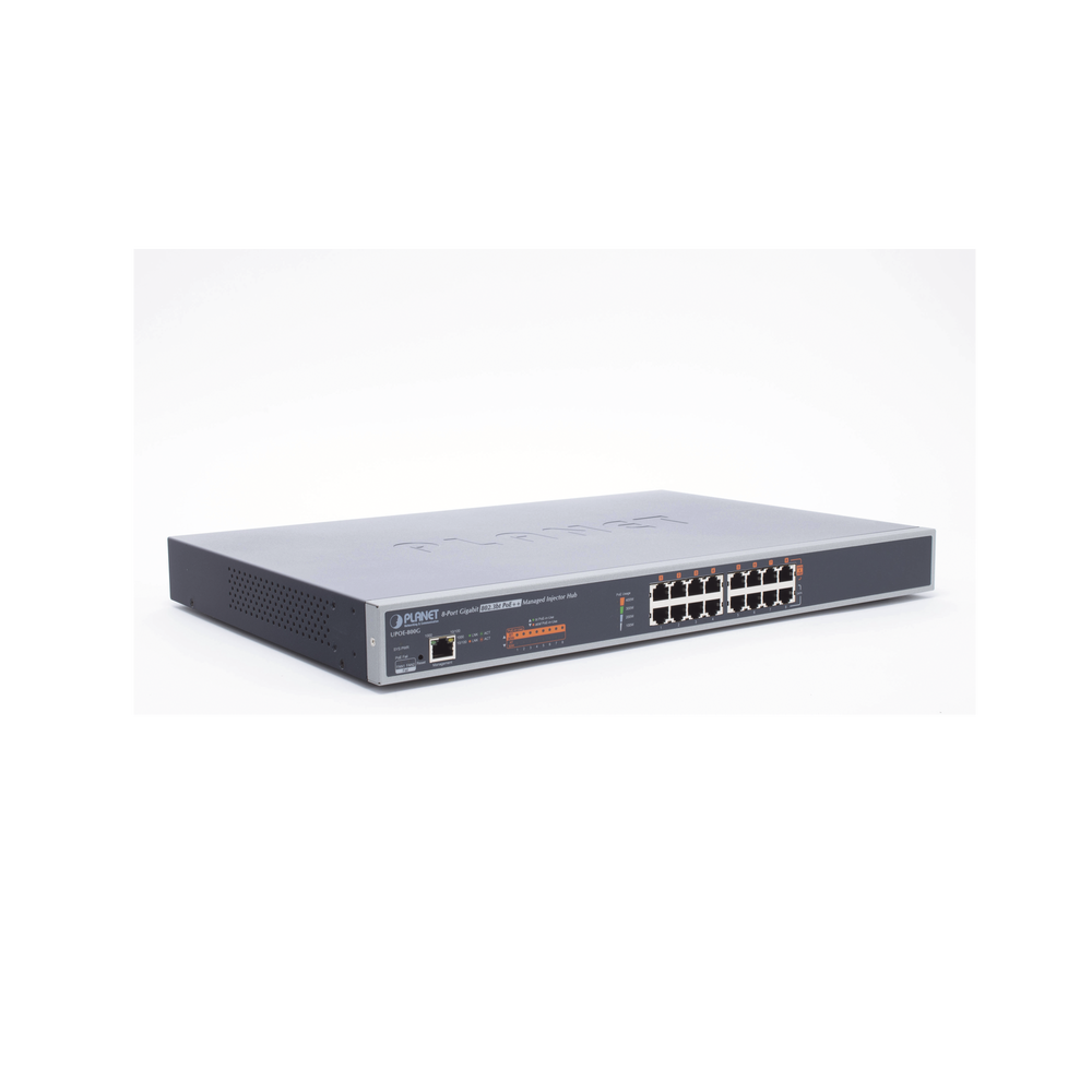 8-Port Gigabit Powered Ultra PoE 802.3af/at HUB Injector with 400W Power