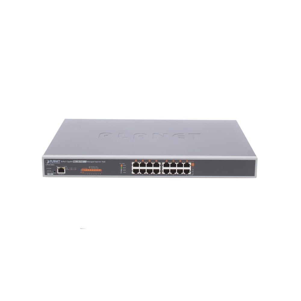 Inyector HUB Adminsitrable Ultra PoE 802.3af/at 8 puertos Gigabit Potencia 400W