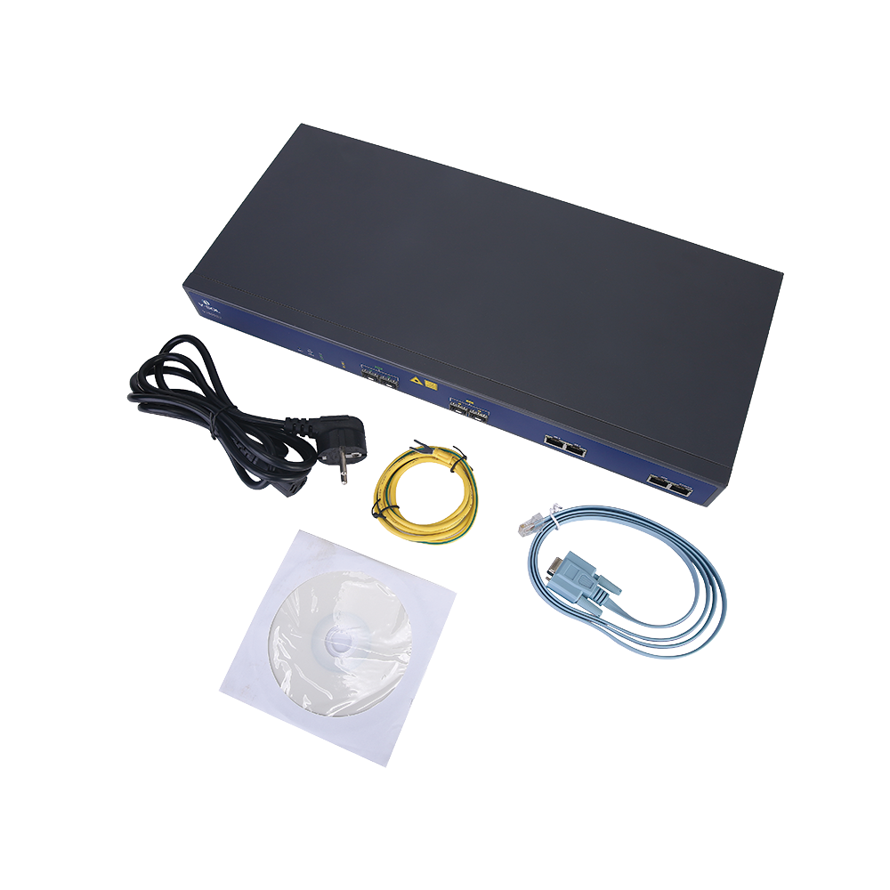 2-port EPON OLT with 4 Uplink ports (2 Gigabit Ethernet ports + 2 SFP ports), up to 128 ONUs