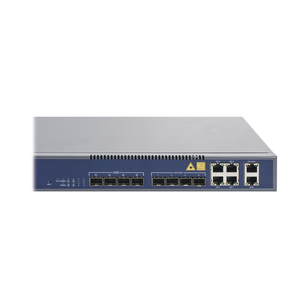 OLT de 4 puertos EPON con 8 puertos Uplink (4 puertos Gigabit Ethernet + 4 puertos Gigabit Ethernet SFP) , hasta 256 ONUS,
