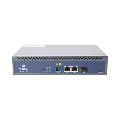 1 GPON port OLT with 3 Uplink ports (2 Gigabit Ethernet ports + 1 SFP/SFP+ port), up to 128 ONUs
