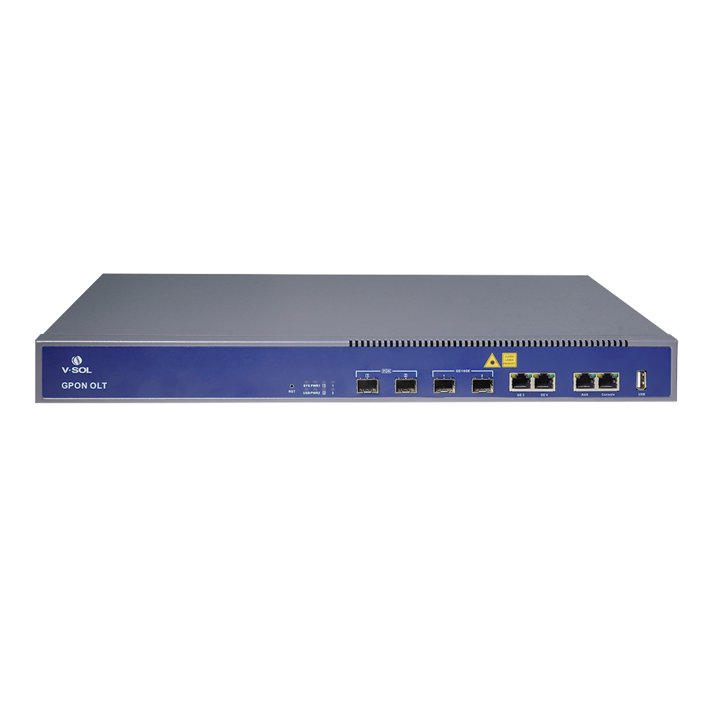 OLT de 2 puertos GPON + 4 puertos Uplink (2 puertos Gigabit Ethernet + 2 puerto SFP/SFP+) , hasta 256 ONUS