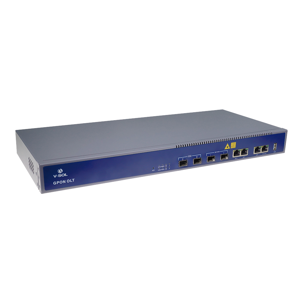 OLT de 2 puertos GPON + 4 puertos Uplink (2 puertos Gigabit Ethernet + 2 puerto SFP/SFP+) , hasta 256 ONUS