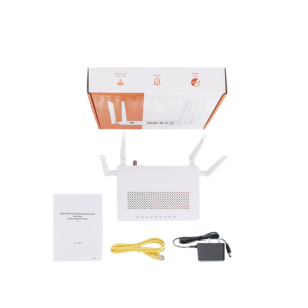 Dual G/EPON ONU with Wi-Fi AC + 1 CATV Port + 2 Gigabit Ports + 1 SC/APC Port, Up to 1200 Mbps
