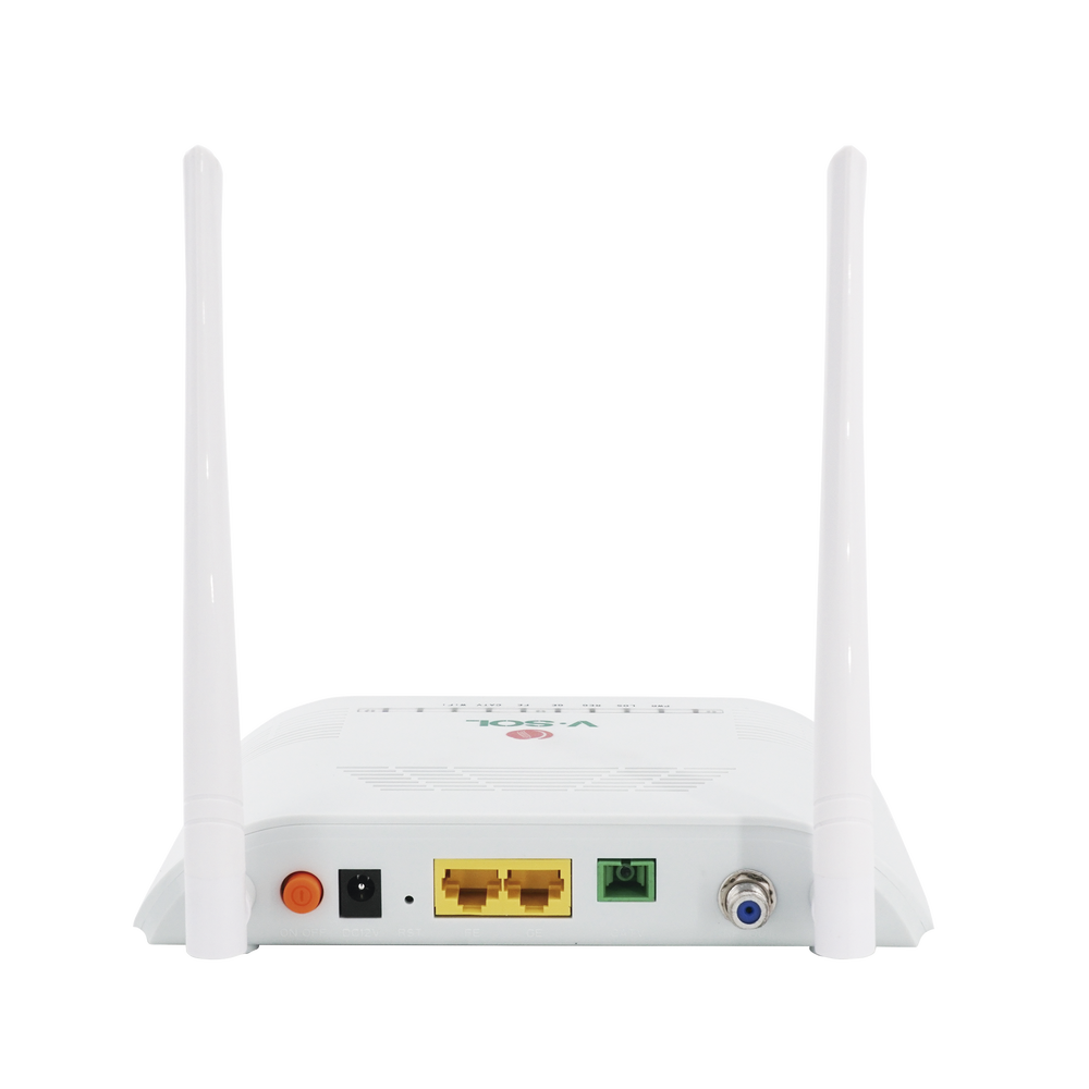 ONU Dual G/EPON con Wi-Fi en 2.4 GHz + 1 CATV + 1 puerto LAN Gigabit + 1 puerto LAN Fast Ethernet, hasta 300 Mbps vía inalámbrico
