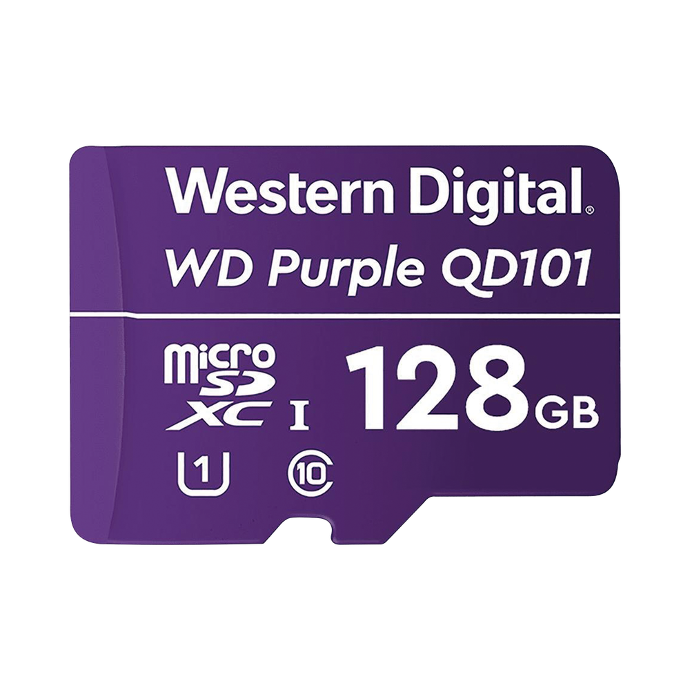 Memoria microSD de 128 GB PURPLE, Especializada Para Videovigilancia, 10 VECES MAYOR DURACIÓN, 3 AÑOS DE GARANTIA