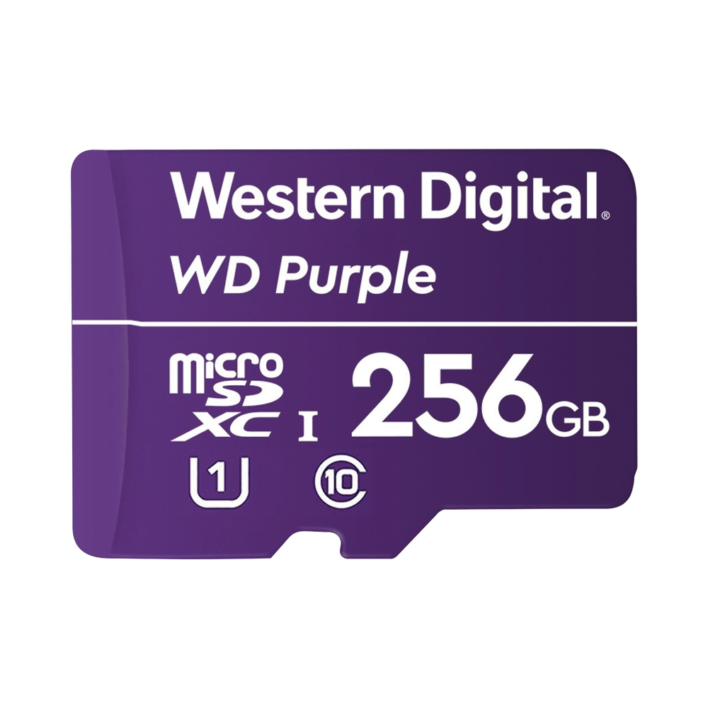 Memoria microSD de 256 GB PURPLE, Especializada Para Videovigilancia, 10 VECES MAYOR DURACIÓN, 3 AÑOS DE GARANTIA