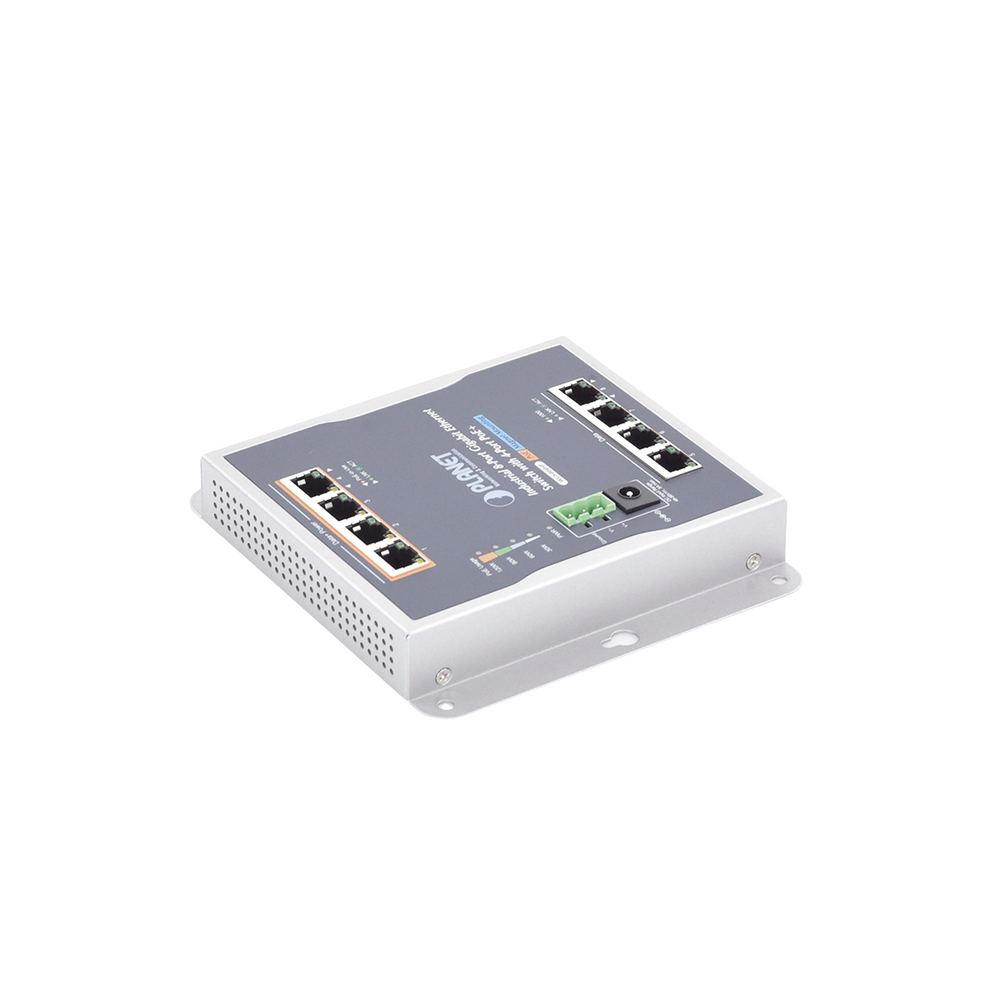 8-Port Gigabit Industrial Wall Switch with 4 PoE+ 802.3at Ports
