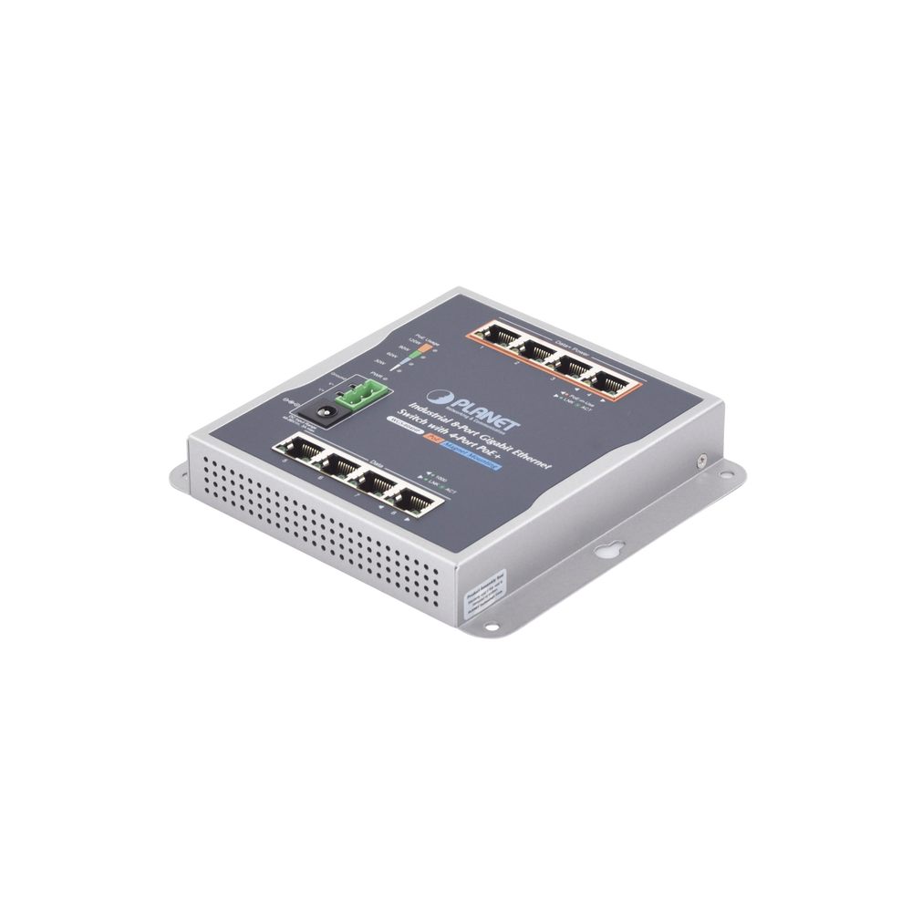 8-Port Gigabit Industrial Wall Switch with 4 PoE+ 802.3at Ports