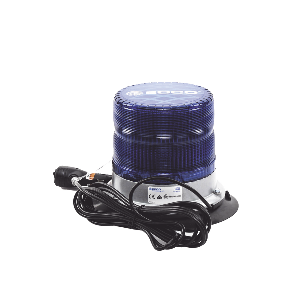 Pulse LED beacon, 12-24VDC, 11 flash patterns, vacuum magnet mount, blue