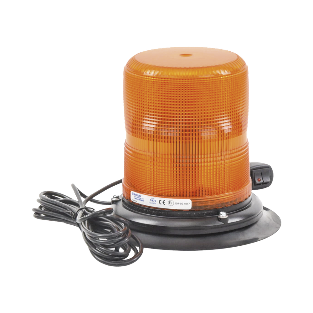7" Tall Amber LED Beacon with Magnetic Suction Mount