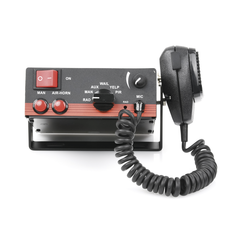 100W Vehicle Siren with 6-Position Rotary Switch, Heavy-Duty Microphone, and Radio Interconnection