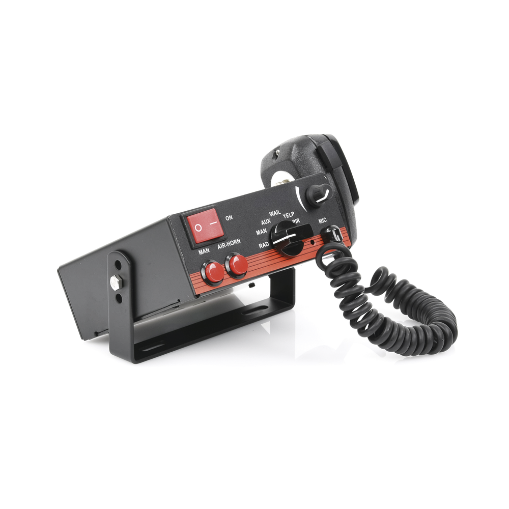 100W Vehicle Siren with 6-Position Rotary Switch, Heavy-Duty Microphone, and Radio Interconnection