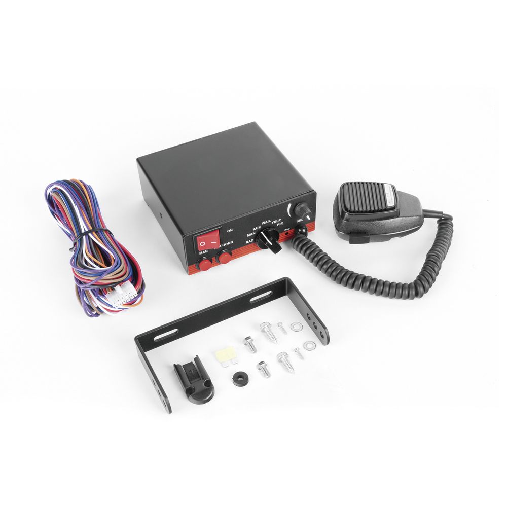 200W Vehicle Siren with 6-Position Rotary Switch, Heavy-Duty Microphone, and Radio Interconnection