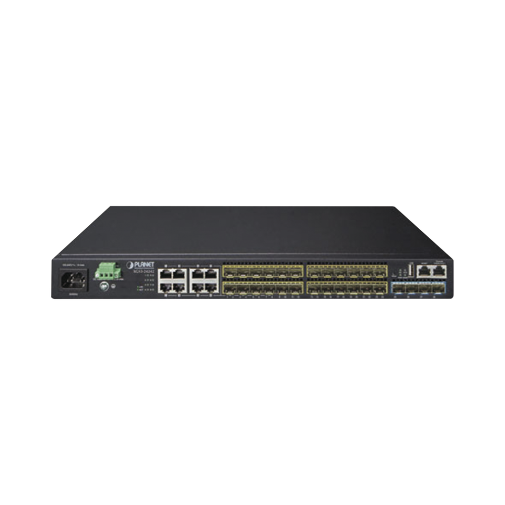 Layer 3 Core Switch, 24 100/1000X SFP Ports, 8 Shared Gigabit Ethernet Ports, 4 10 Gbps SFP Ports