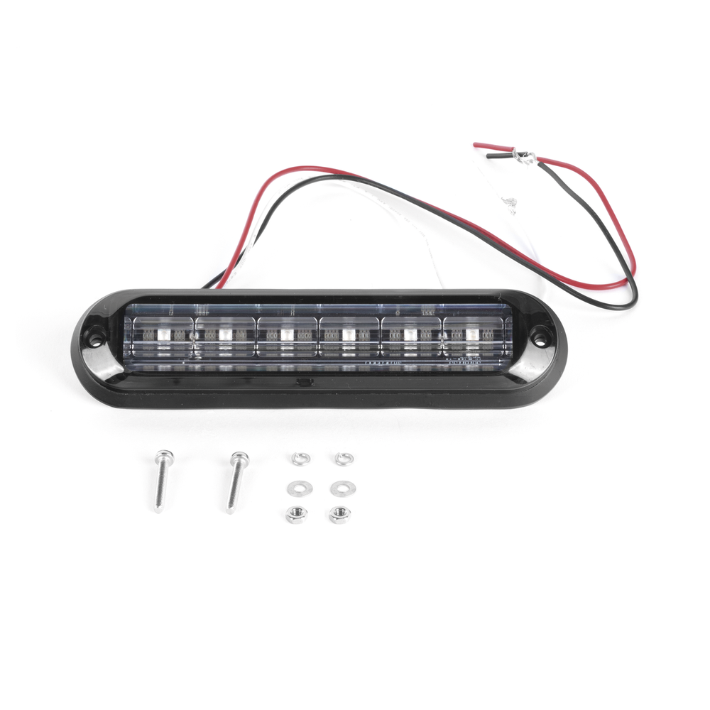 Ultra Bright IP67 6-LED Auxiliary Light, Blue, with Clear Lens and Black Bezel
