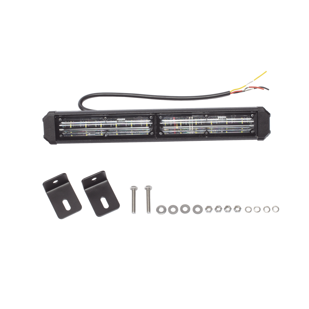 Warning Light Bar, 2 Modules of 6 LEDs, 11 Inches Red/Blue