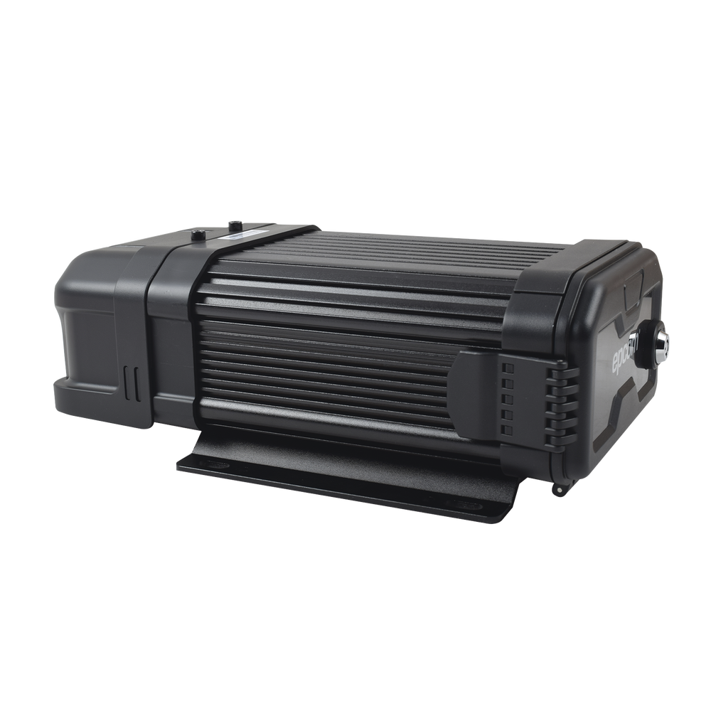 Hybrid mobile MDVR, specifically designed for people counting sensors. Supports four AHD channels up to 2MP + one 1MP IP channel.