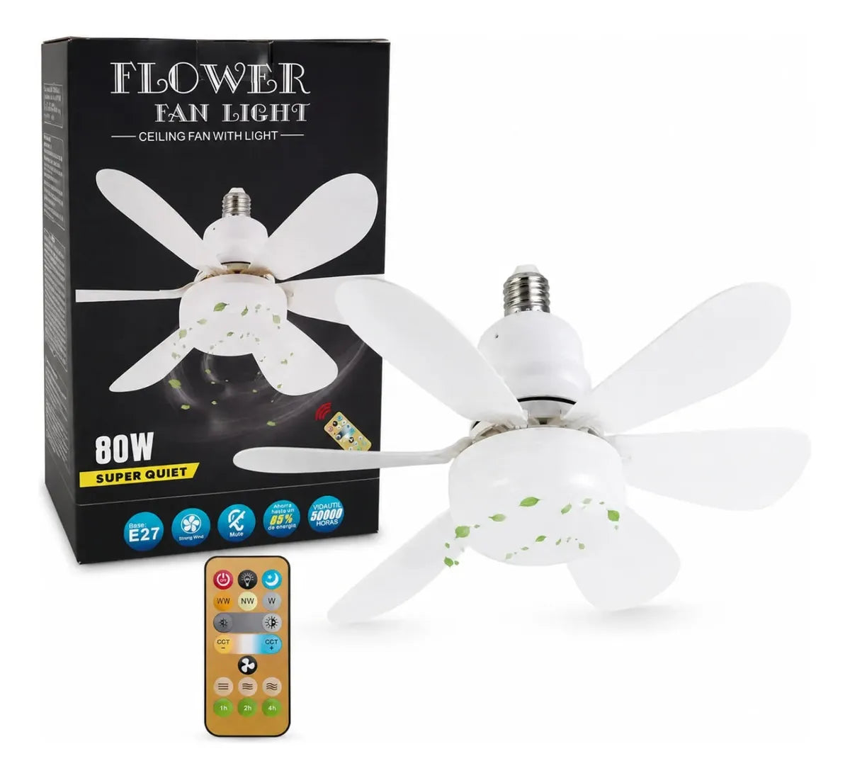 Ventilador con Luz y Control Remoto FLOR