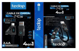 Cable de carga 4 en 1 pantalla tc