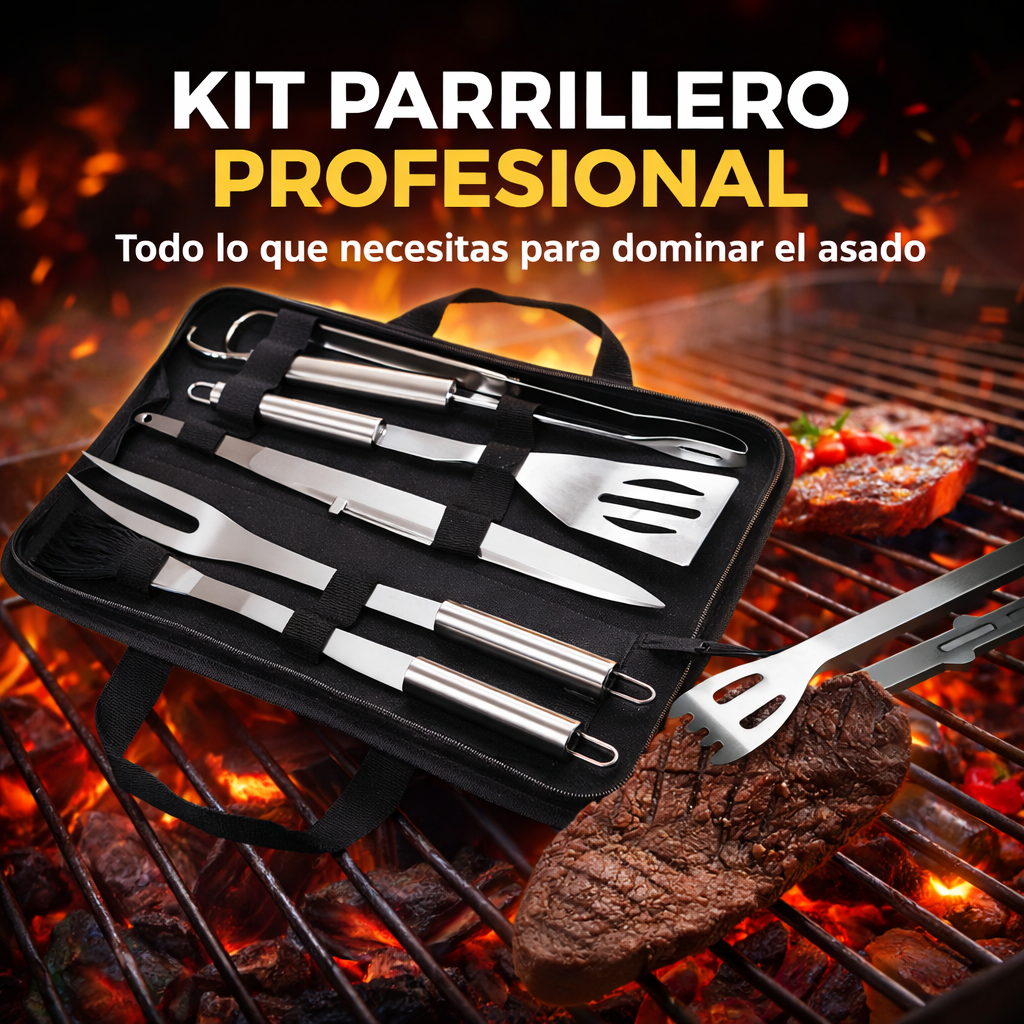 Kit parrilero 6 piezas acero