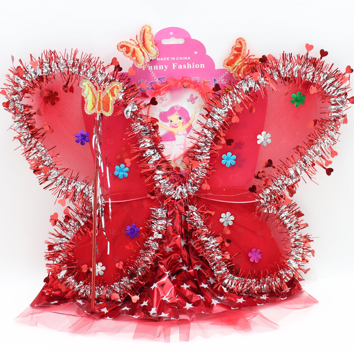 Tutu rojo metalizado con estrellas blan