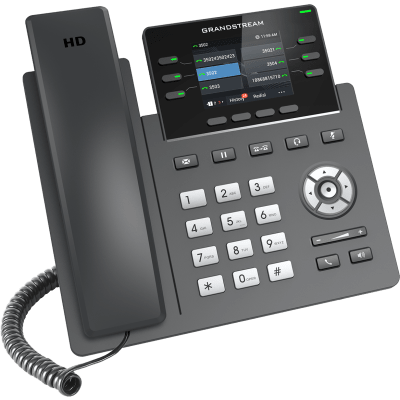 Teléfono IP 6 líneas grado operador / 24 teclas multipropósito virtuales / WI-FI 6 doble banda y bluetooth / Dos puertos