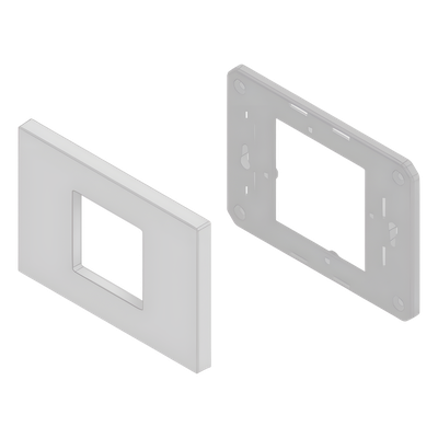 Embellecedor para Caja Europea / Dimensiones 84x84x8 mm Externas / ABS Antimicrobiano / Blanco con Efecto de Contraste /