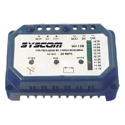 Controlador de Carga y Descarga para Sistemas Solares 20 A, 24 Vcd.