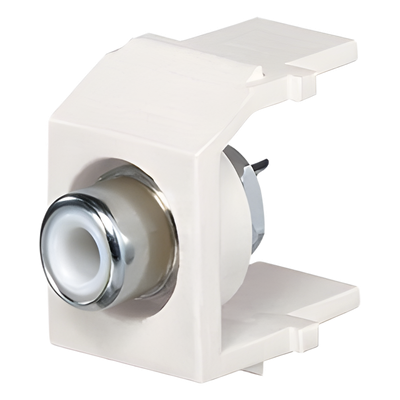 Conector RCA Tipo Keystone, con RCA para Soldar Color Blanco y Módulo Marfil