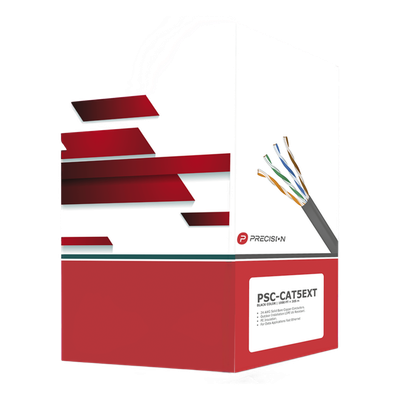 Bobina de cable de UTP de 4 pares Cat5e de 305 m (1000 ft), 100% Cobre, LDPE Resistente a rayos UV, Color Negro, 24 AWG,