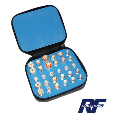 Kit Universal de Adaptadores UNIDAPT de 30 piezas con baño de Plata, en estuche, esponja y ziper.​