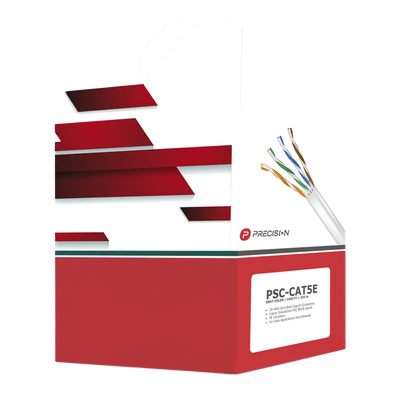 Bobina de cable de UTP de 4 pares Cat5e de 305 m (1000 ft), 100% Cobre, PVC ROHS, Color Gris, 24 AWG, Uso en Interior, P