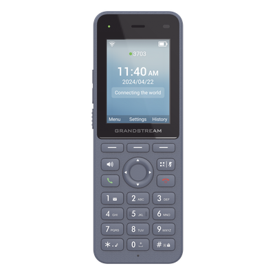 Teléfono IP inalámbrico Wi-Fi con Wi-Fi 6 de doble banda integrado (802.11a/b/g/n/ac/ax) y 12 horas de conversación.