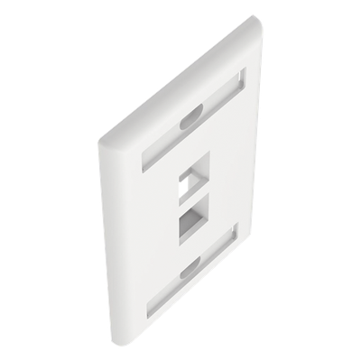 Placa de Pared Vertical, Salida Para 2 Puertos Keystone, Con Espacios Para Etiquetas, Color Blanco