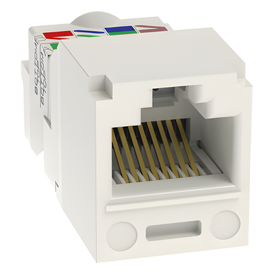 Conector Jack RJ45 Estilo TP, Mini-Com, Categoría 6, de 8 posiciones y 8 cables, Color Blanco Mate