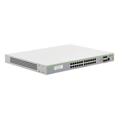 Switch PoE+ Administrable CentreCOM FS980M, Capa 3 de 24 Puertos 10/100 Mbps + 4 puertos SFP, 375 W