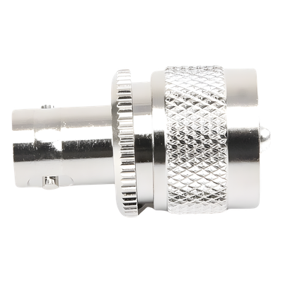 Adaptador en Línea para 50 Ohm, Conector BNC Hembra-UHF Macho (PL-259), Níquel/ Plata/ Delrin.