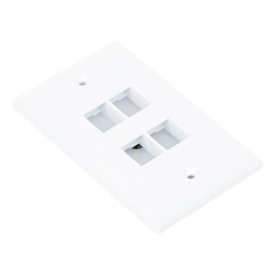 Placa de Pared Vertical, Salida Para 4 Puertos Keystone, Color Blanco